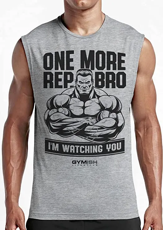 033. One More Rep, Bro! Funny Workout Muscle Tank Top for Men