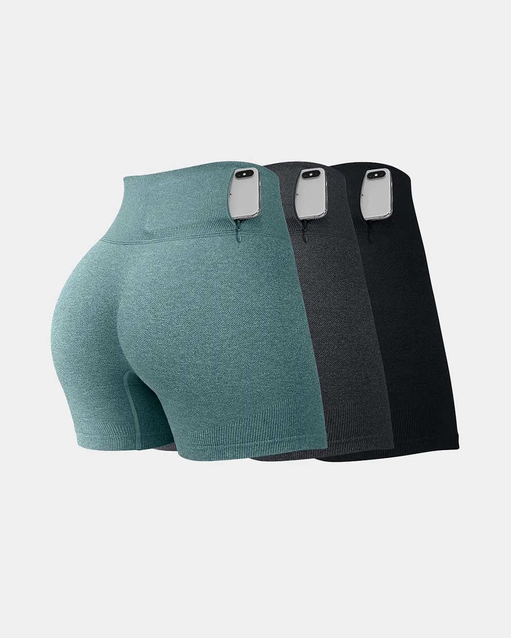 3 Pieces Seamless  Booty Yoga Shorts