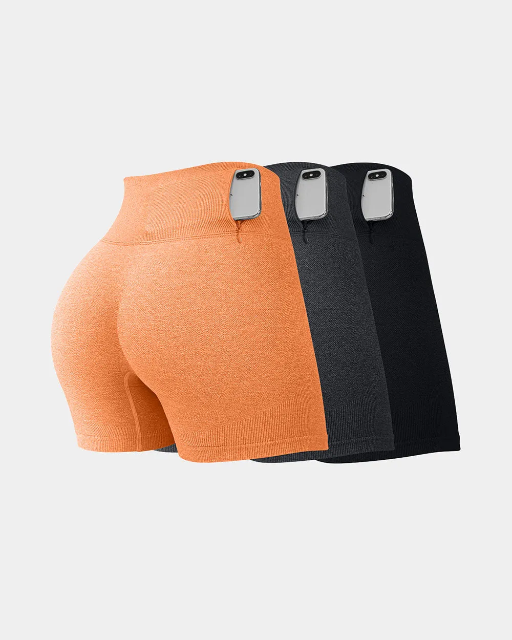 3 Pieces Seamless  Booty Yoga Shorts