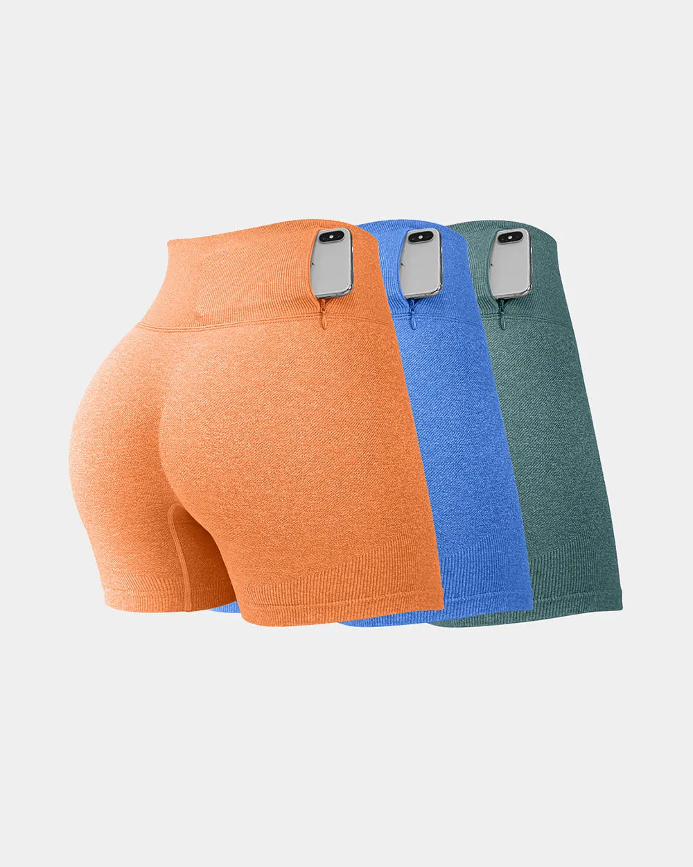 3 Pieces Seamless  Booty Yoga Shorts