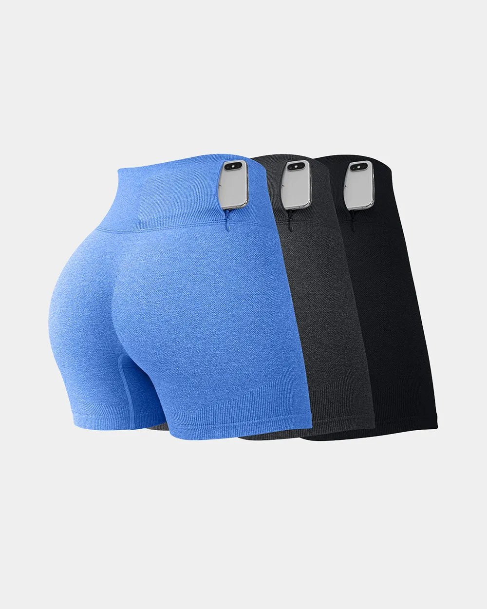 3 Pieces Seamless  Booty Yoga Shorts