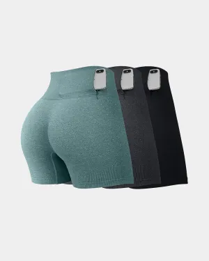 3 Pieces Seamless  Booty Yoga Shorts