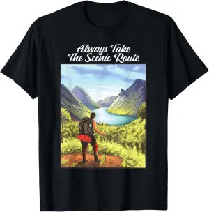 Always Take The Scenic Route Hiking Trail Adventure Travel T-Shirt