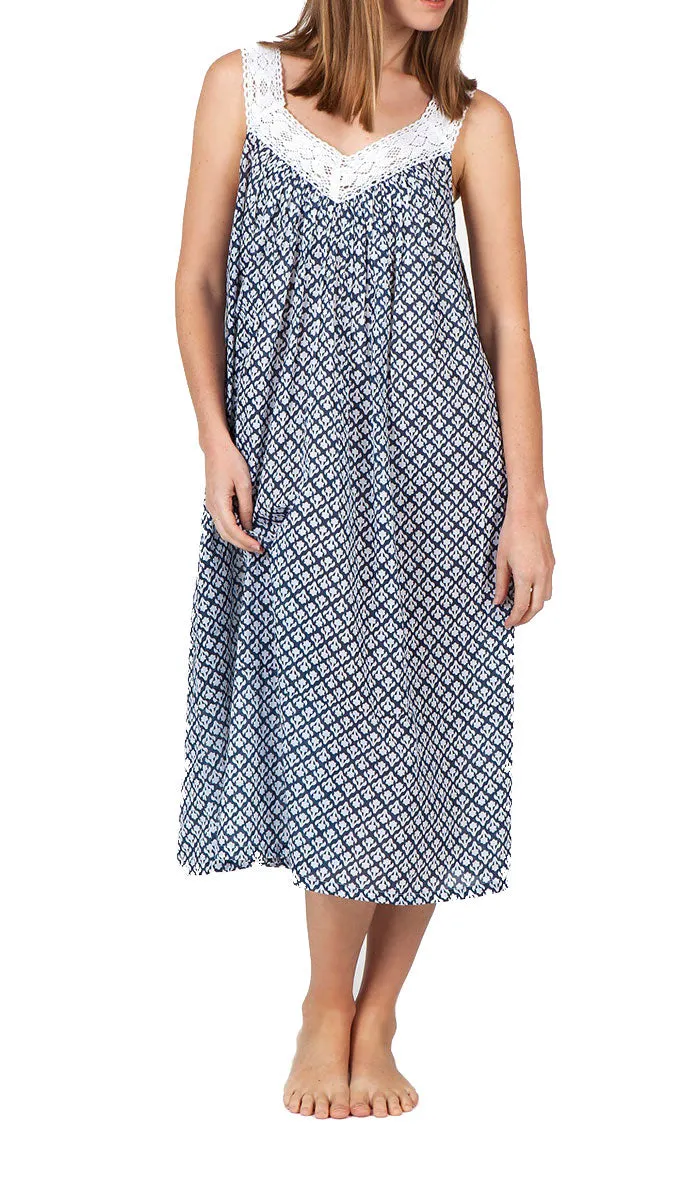 Arabella Carmelina Nightgown Navy and White Print MD-410X