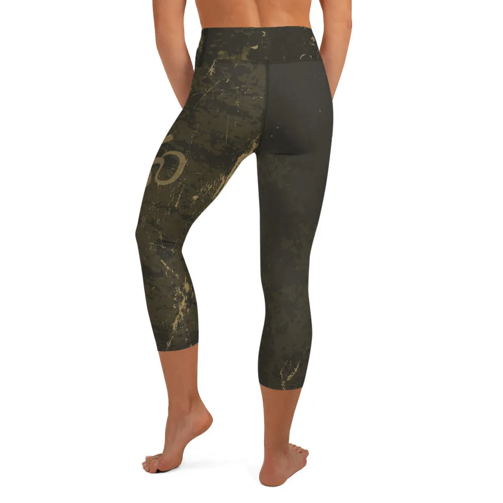 Aum High Waist Womens Yoga Capri Leggings