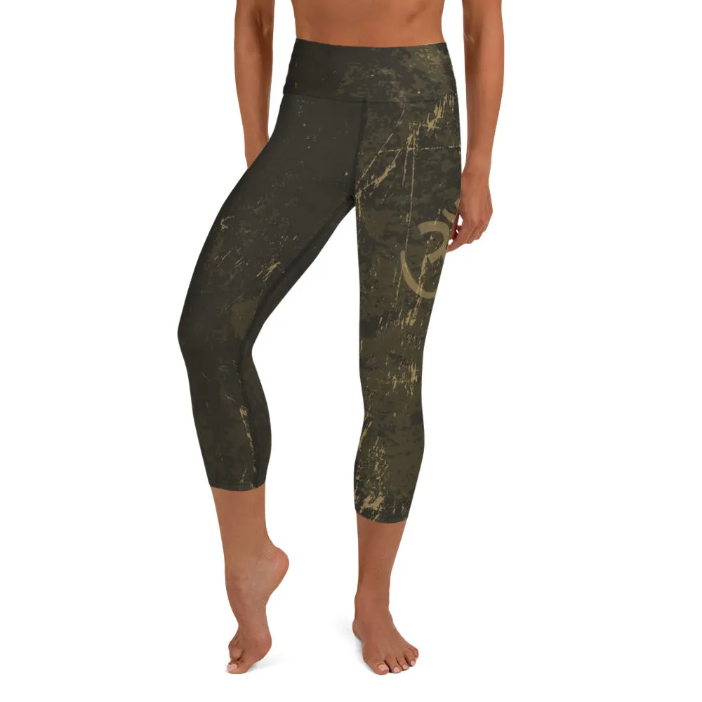 Aum High Waist Womens Yoga Capri Leggings