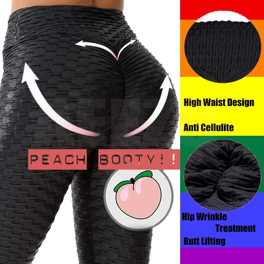 Booty Leggings for Women Textured Scrunch Butt Lift Yoga Pants Slimming Workout High Waisted Anti Cellulite Tights