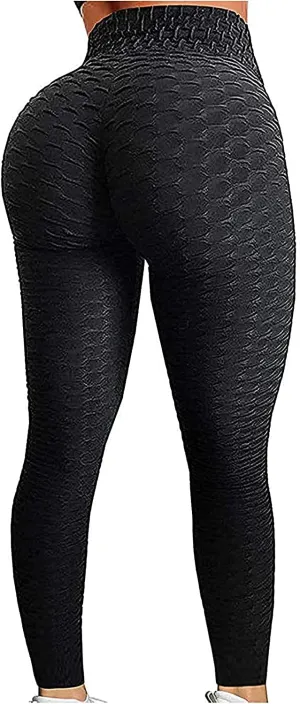 Booty Leggings for Women Textured Scrunch Butt Lift Yoga Pants Slimming Workout High Waisted Anti Cellulite Tights