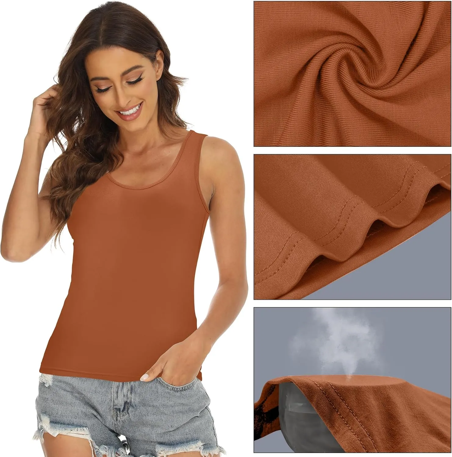 BQTQ 5 Pcs Basic Tank Tops for Women Undershirt Tank Top Sleeveless Under Shirts