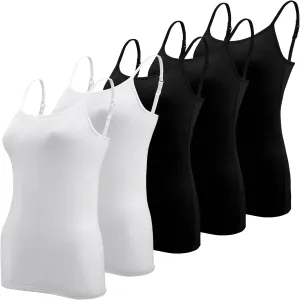 BQTQ 5 Pcs Women's Camisole Tank Top Undershirt Spaghetti Strap Basic Camisoles