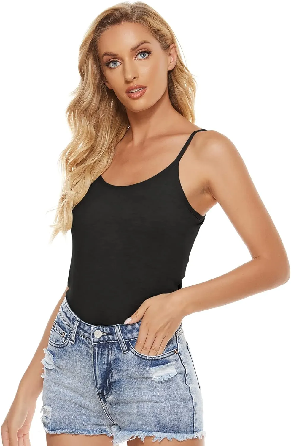 BQTQ 5 Pcs Women's Camisole Tank Top Undershirt Spaghetti Strap Basic Camisoles