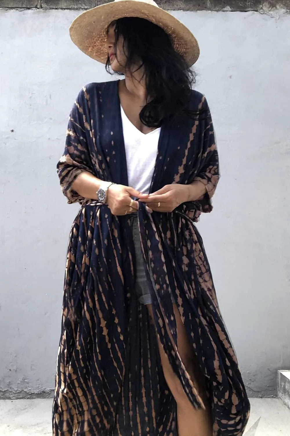 CHERRY CAT Women Beachwear Long Beach Coverups Kaftan Casual Caftan Dress