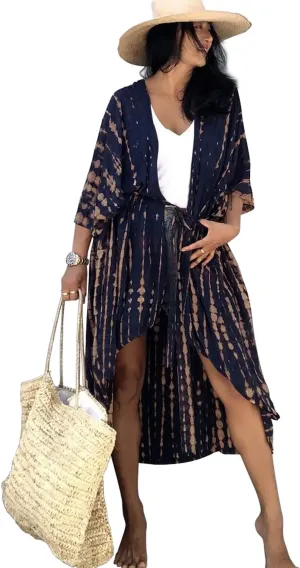 CHERRY CAT Women Beachwear Long Beach Coverups Kaftan Casual Caftan Dress