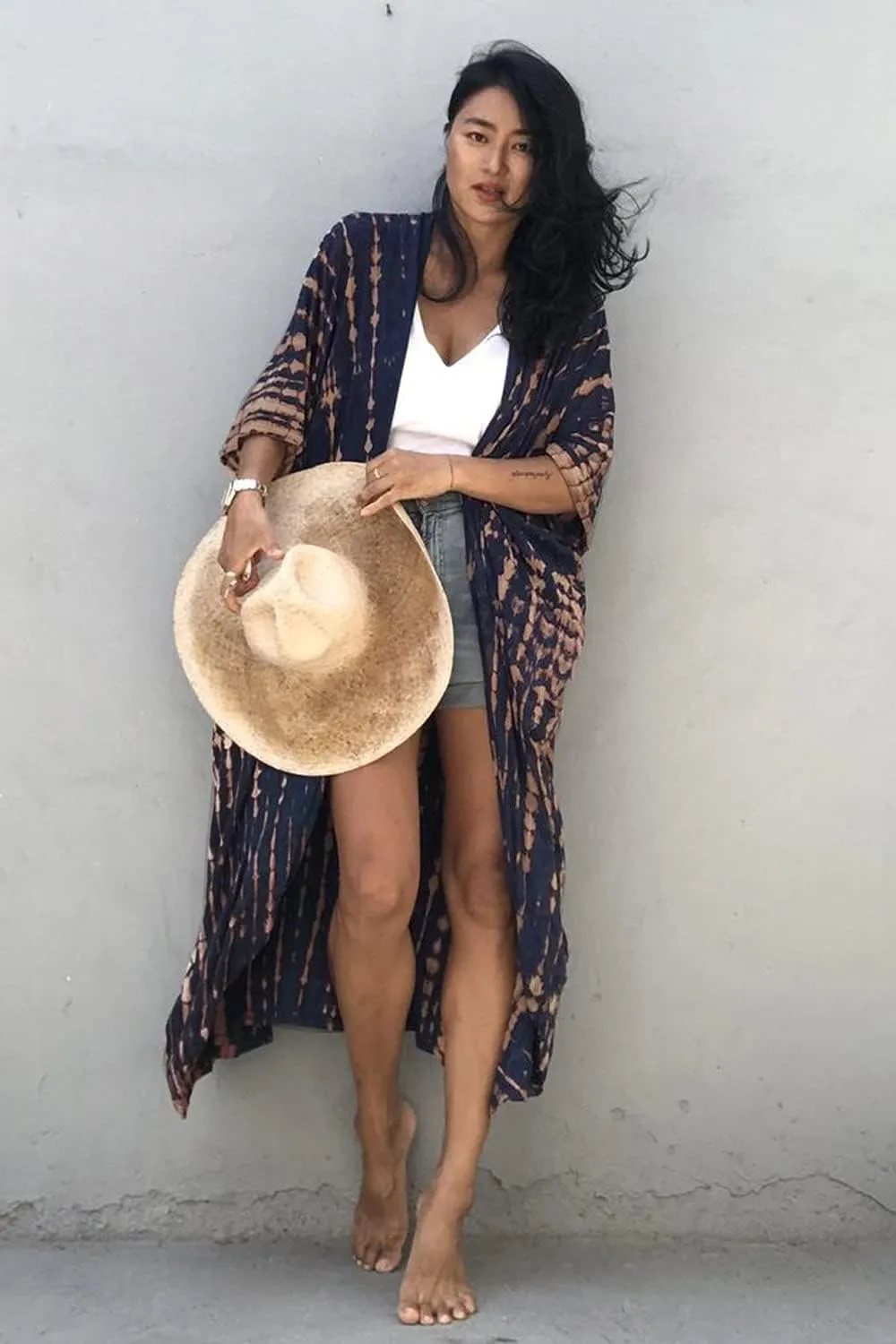 CHERRY CAT Women Beachwear Long Beach Coverups Kaftan Casual Caftan Dress