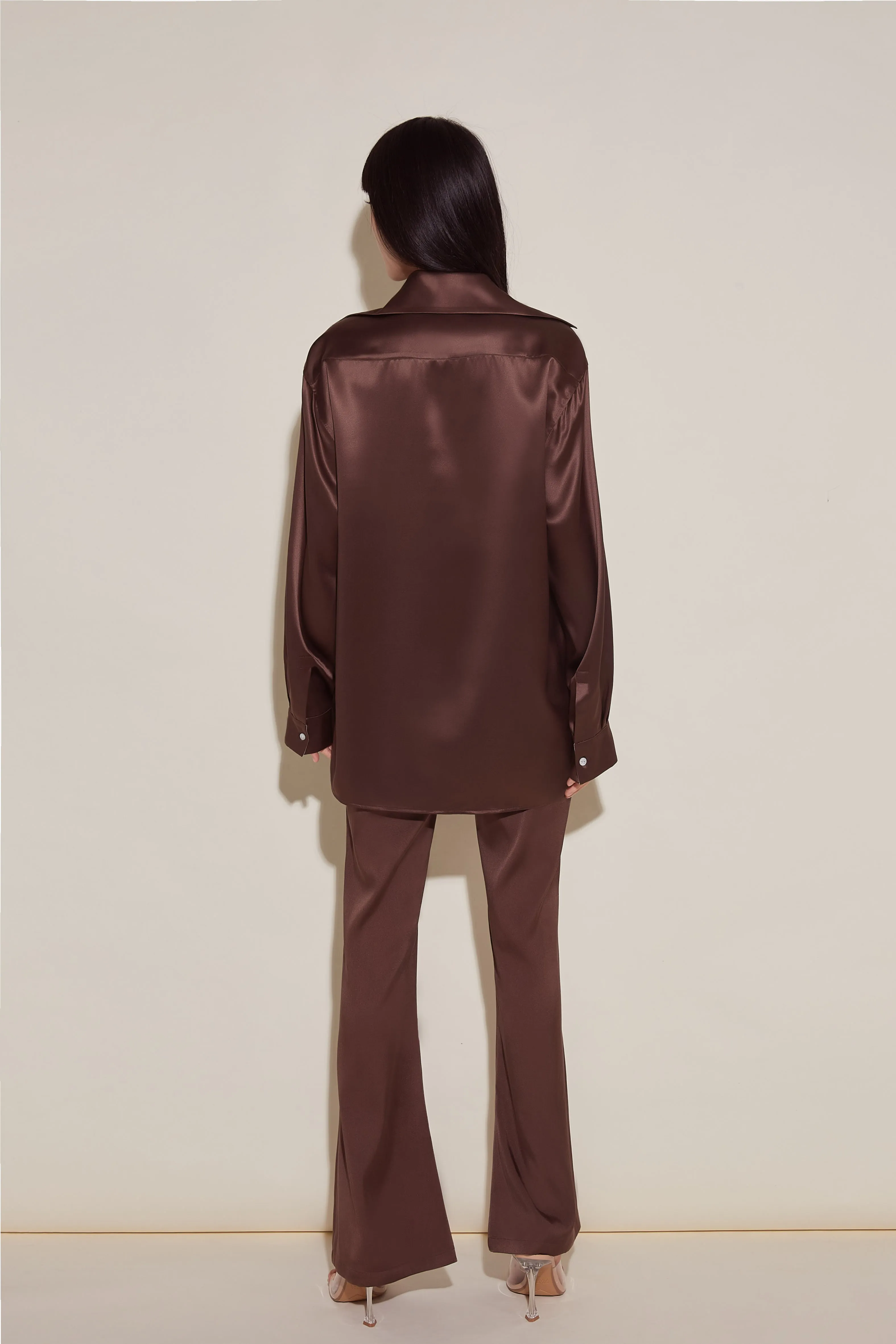 Chocolate Brown Silk Pyjama Set