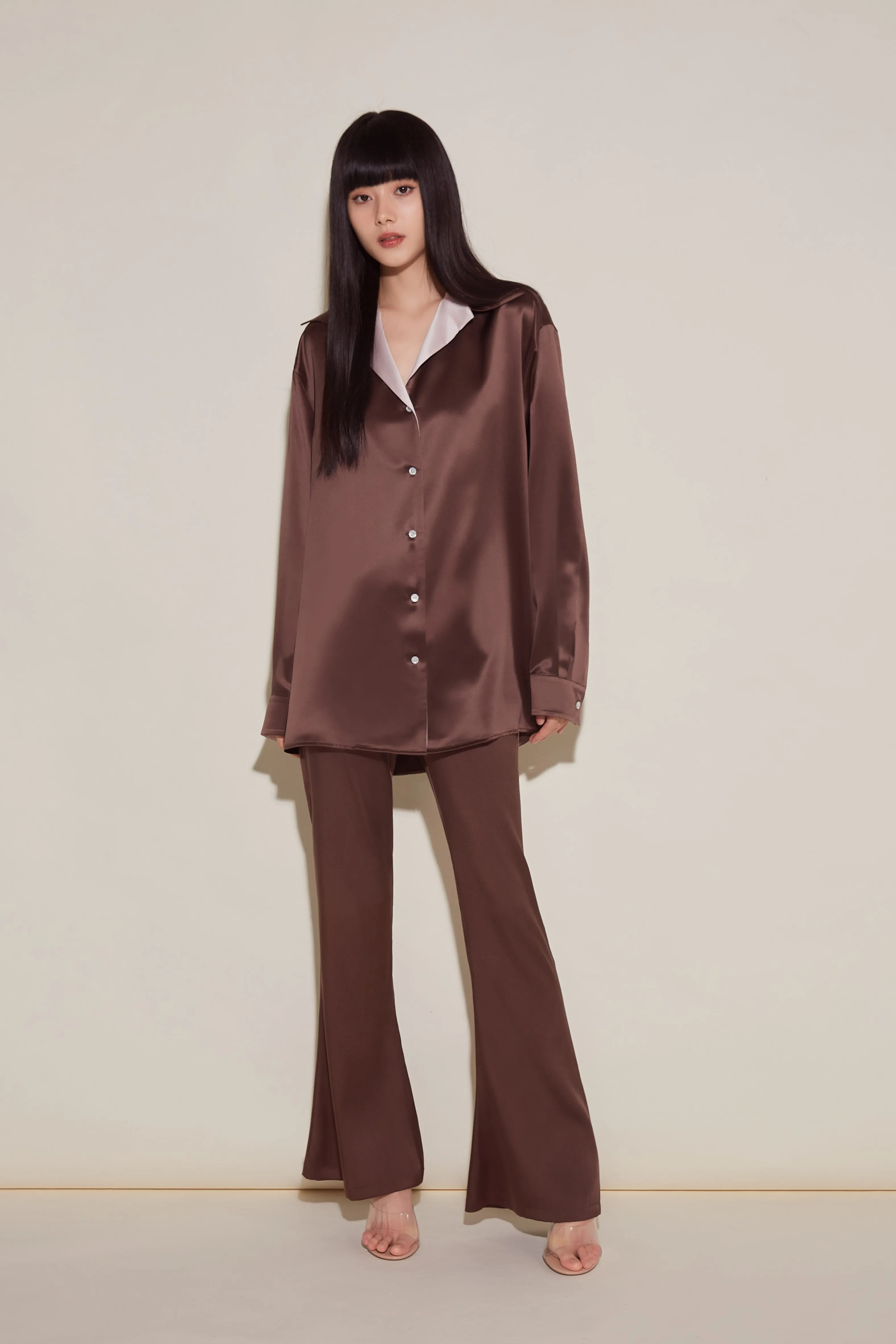 Chocolate Brown Silk Pyjama Set