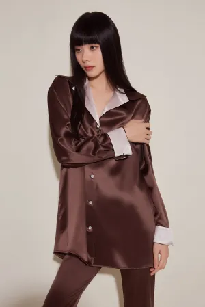 Chocolate Brown Silk Pyjama Set