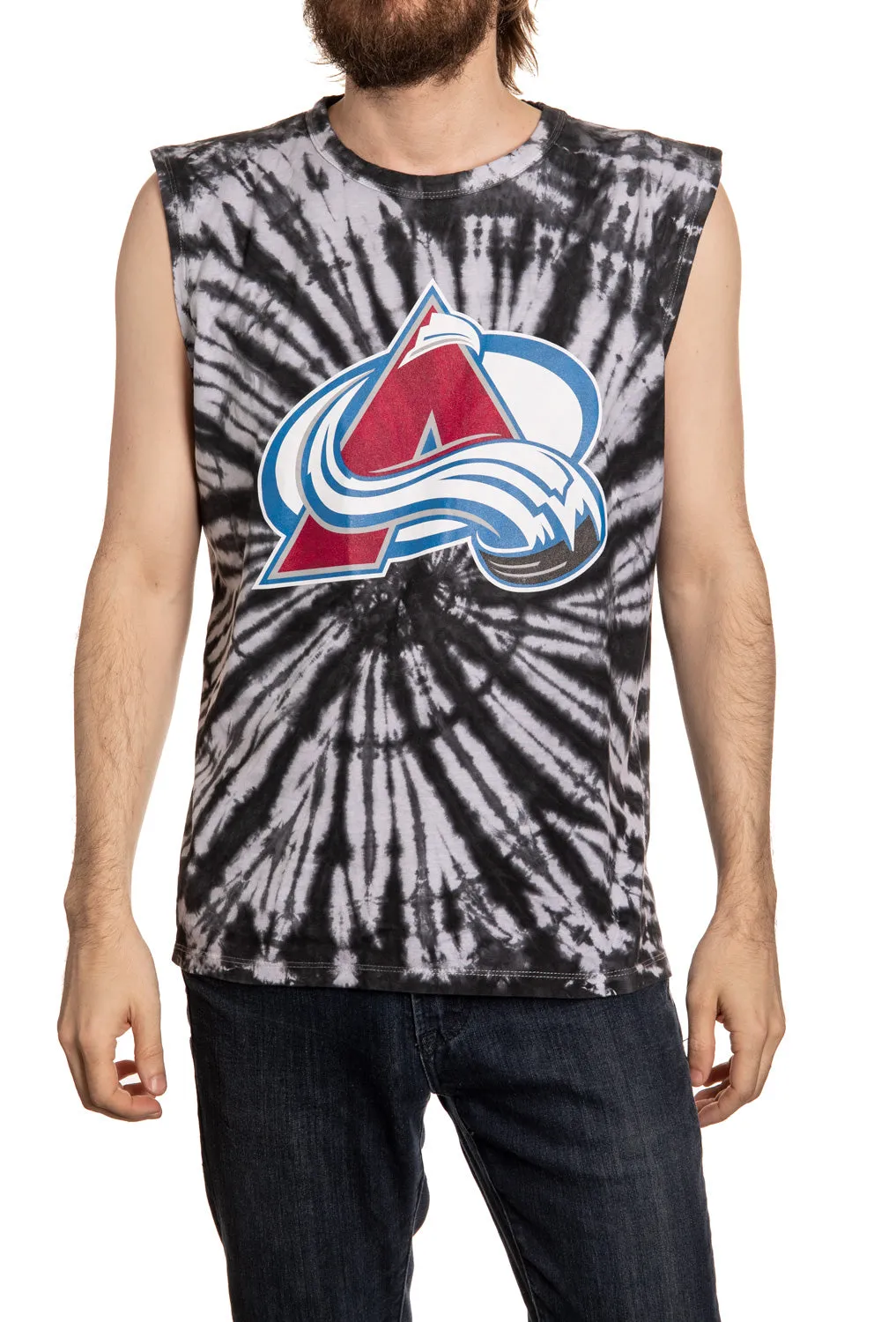 Colorado Avalanche Spiral Tie Dye Sleeveless Shirt for Men