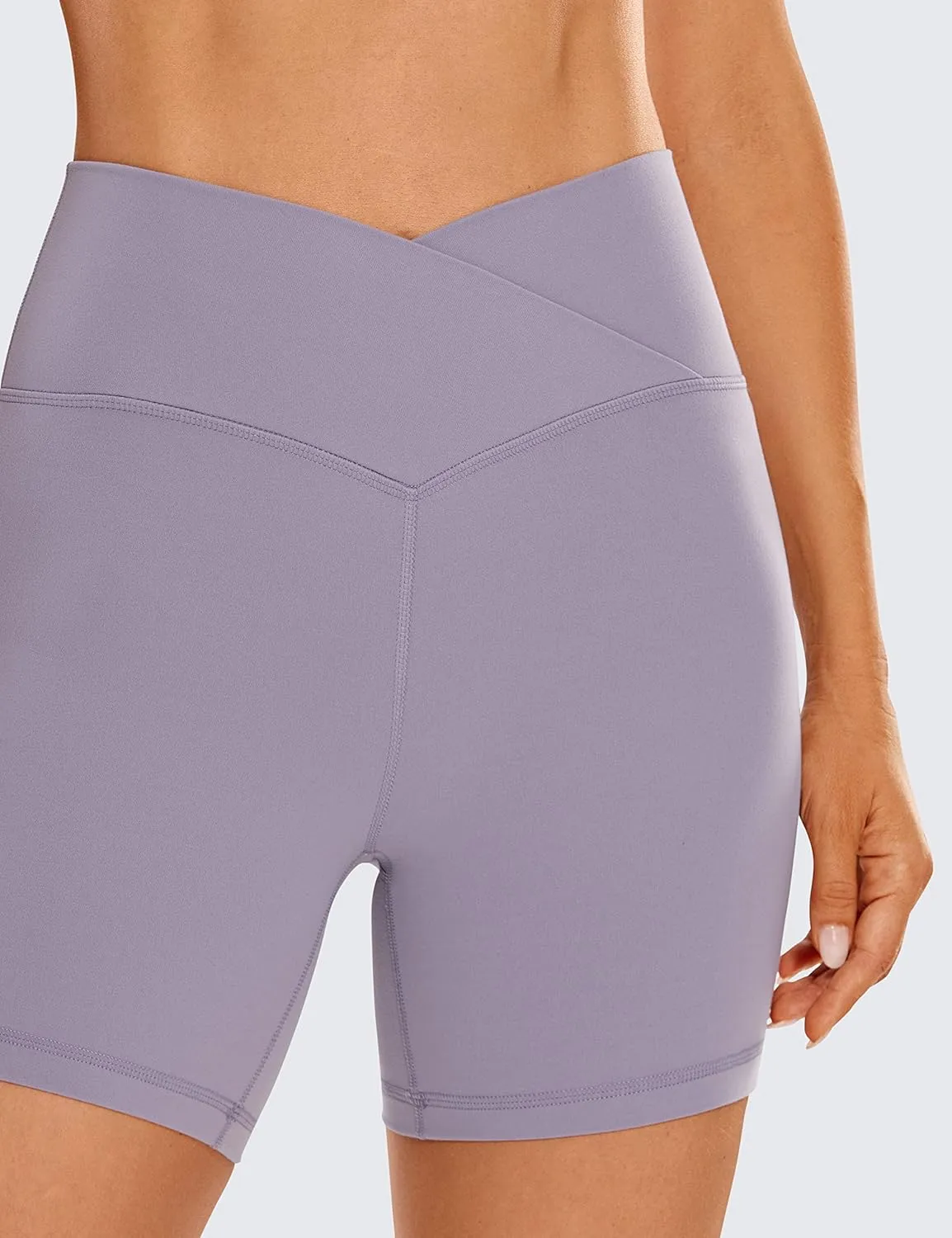 CRZ YOGA Womens Butterluxe Crossover Biker Shorts 5 Inches - Criss Cross High Waisted Workout Yoga Buttery Soft