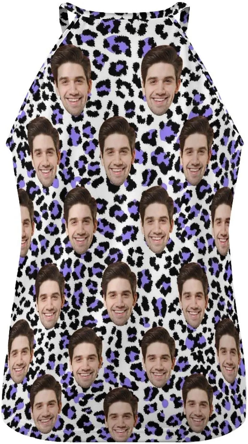 Custom Crop Tank Top Slim Fit Personalized Face on Sleeveless Cami Shirts Crew Neck for Women Wife Girlfriend Gifts