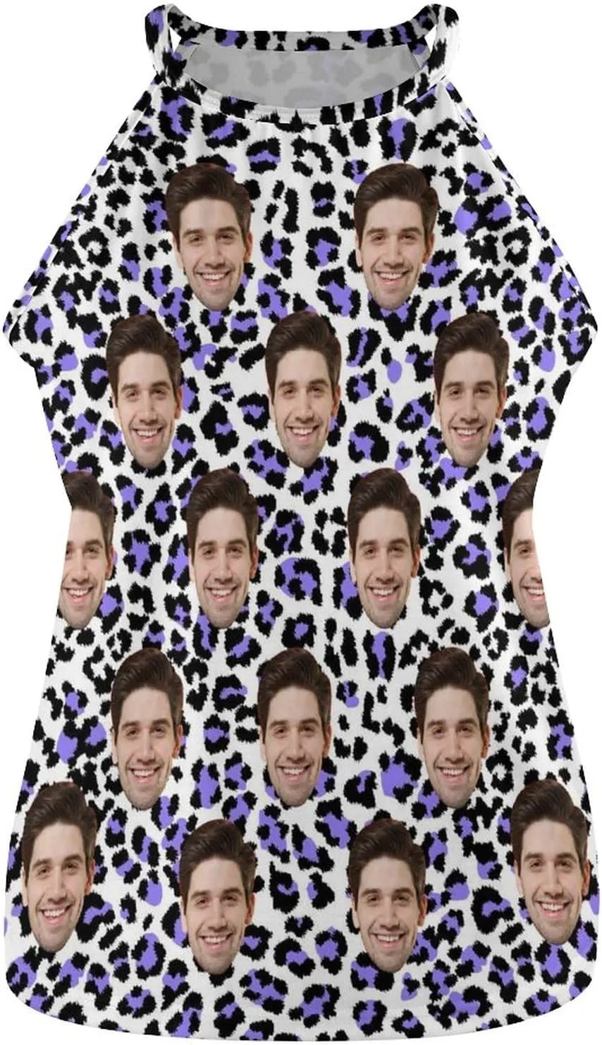 Custom Crop Tank Top Slim Fit Personalized Face on Sleeveless Cami Shirts Crew Neck for Women Wife Girlfriend Gifts