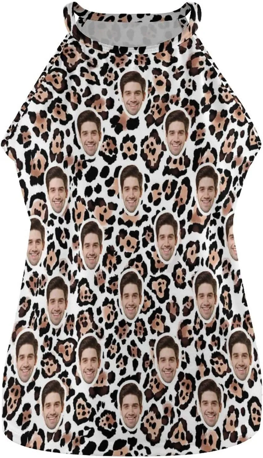 Custom Crop Tank Top Slim Fit Personalized Face on Sleeveless Cami Shirts Crew Neck for Women Wife Girlfriend Gifts