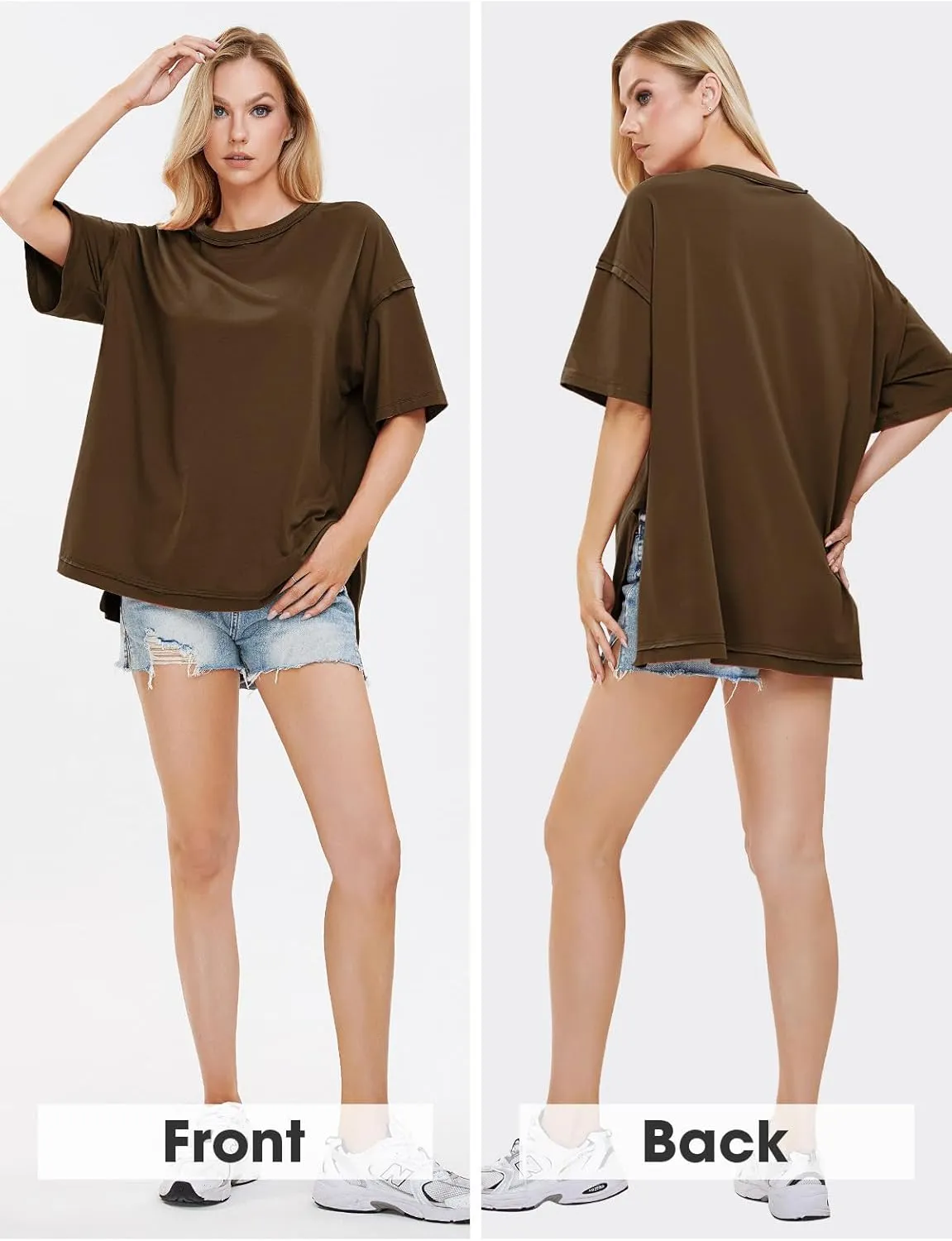 EXLURA Womens Summer Oversized T Shirts 2025 Casual Short Sleeve Loose Maternity Tops Crewneck Tunic Plus Gym Workout Top