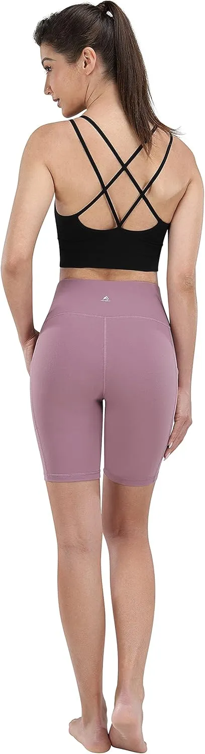 Fengbay 2 Pack 8" /5" Biker Shorts for Women with Pockets, High Waist Workout Shorts for Women Compression Yoga Shorts