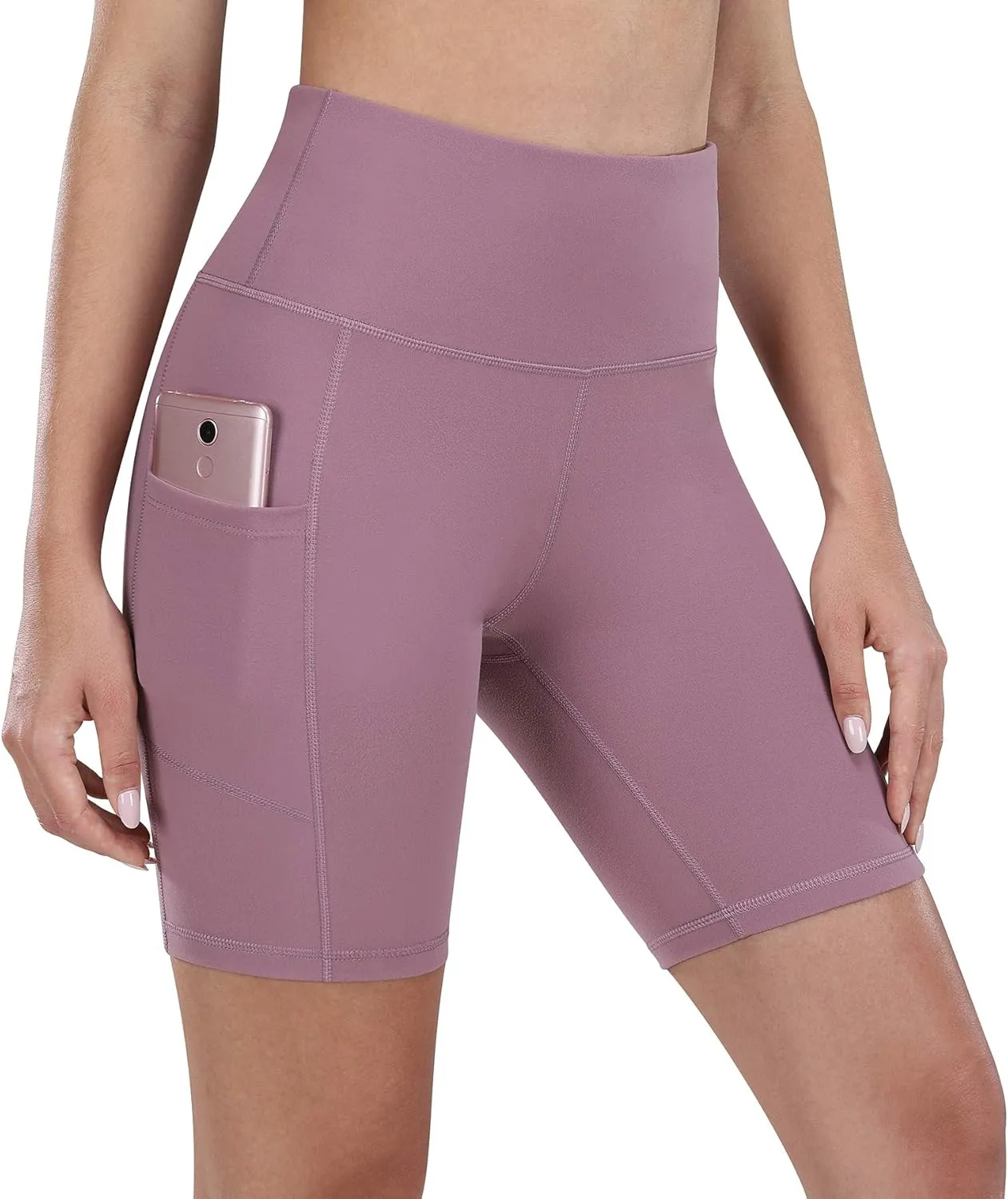 Fengbay 2 Pack 8" /5" Biker Shorts for Women with Pockets, High Waist Workout Shorts for Women Compression Yoga Shorts