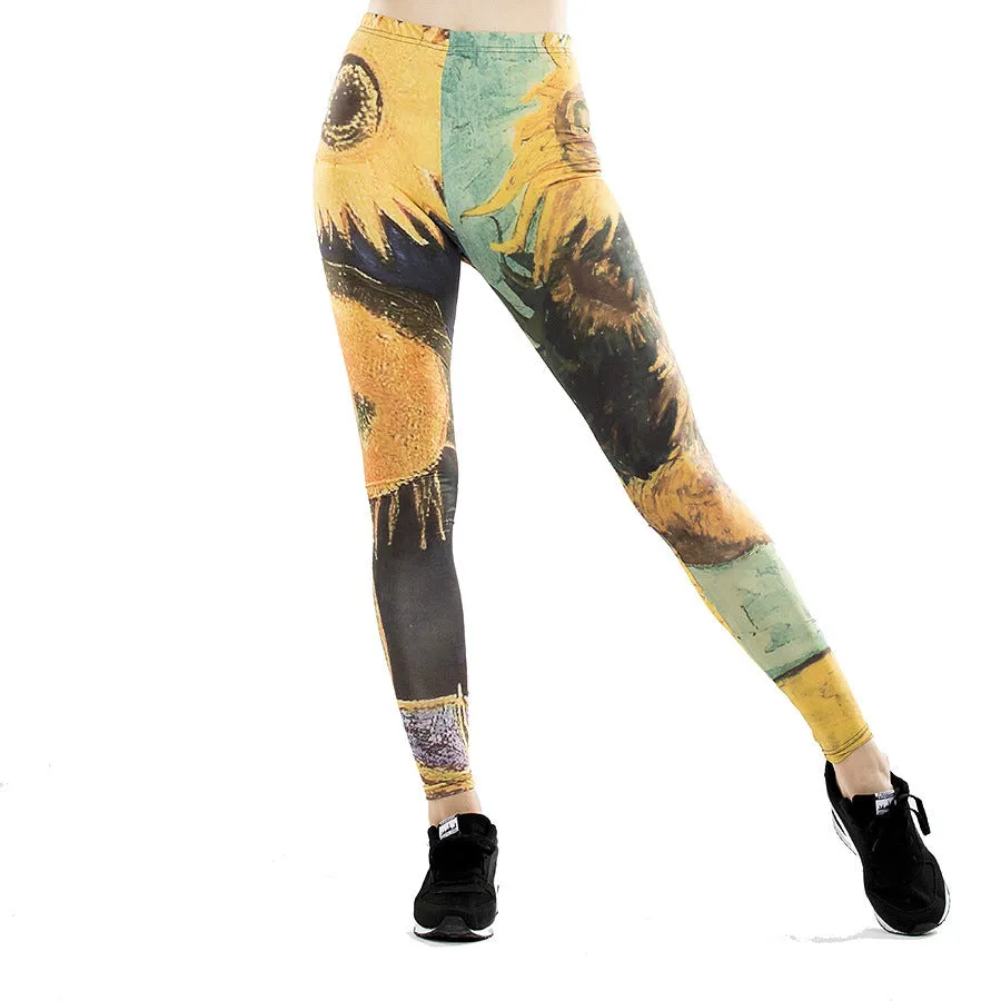 Fitness leggings women slim thin 3D printed high leggings