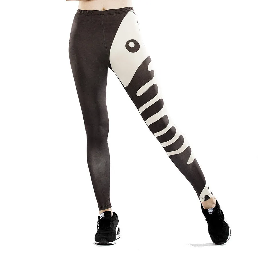 Fitness leggings women slim thin 3D printed high leggings