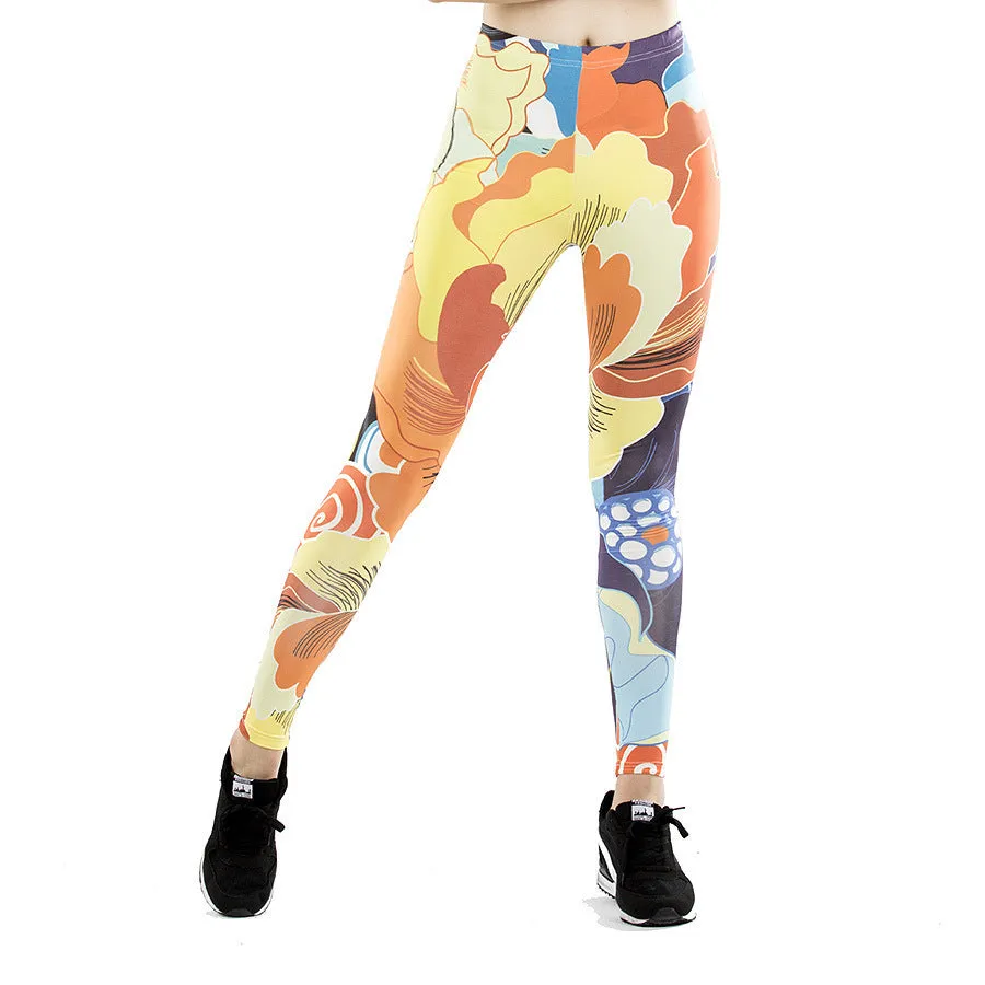 Fitness leggings women slim thin 3D printed high leggings
