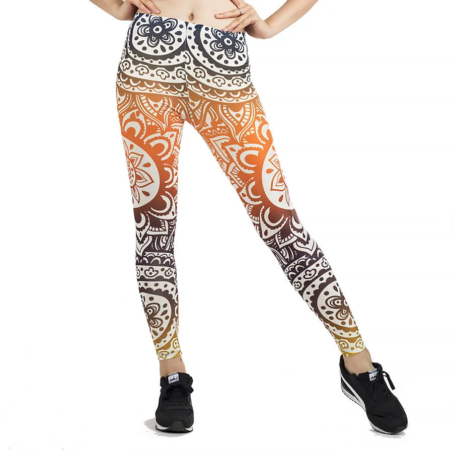 Fitness leggings women slim thin 3D printed high leggings