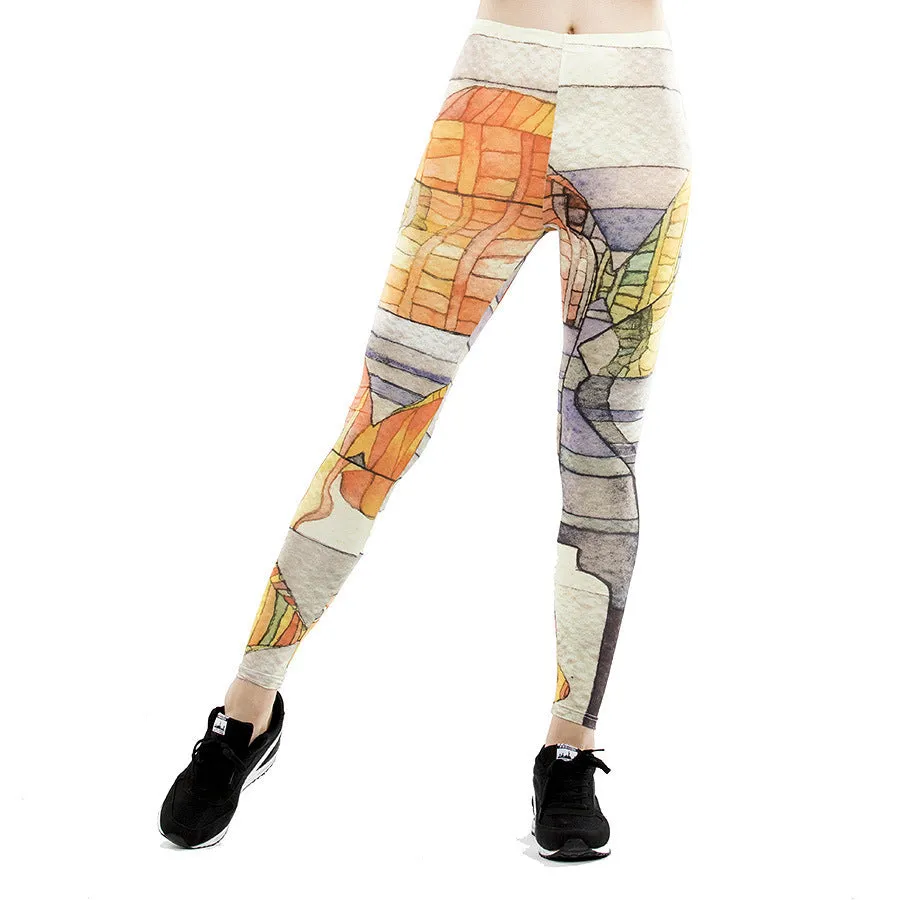 Fitness leggings women slim thin 3D printed high leggings