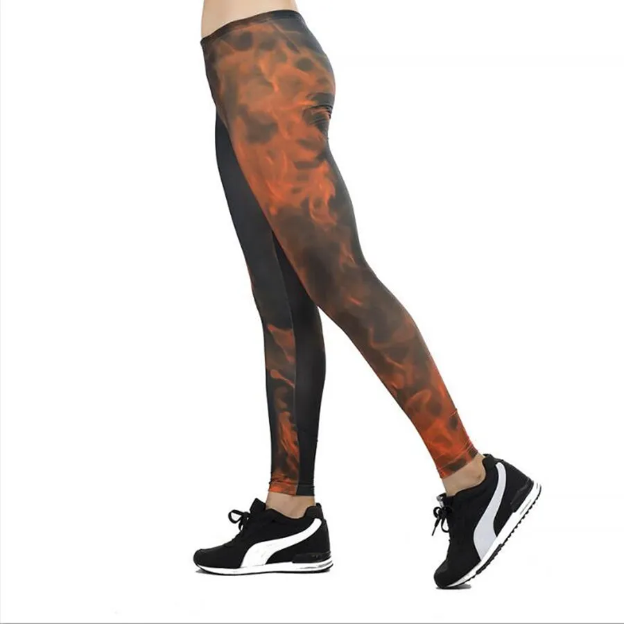 Fitness leggings women slim thin 3D printed high leggings