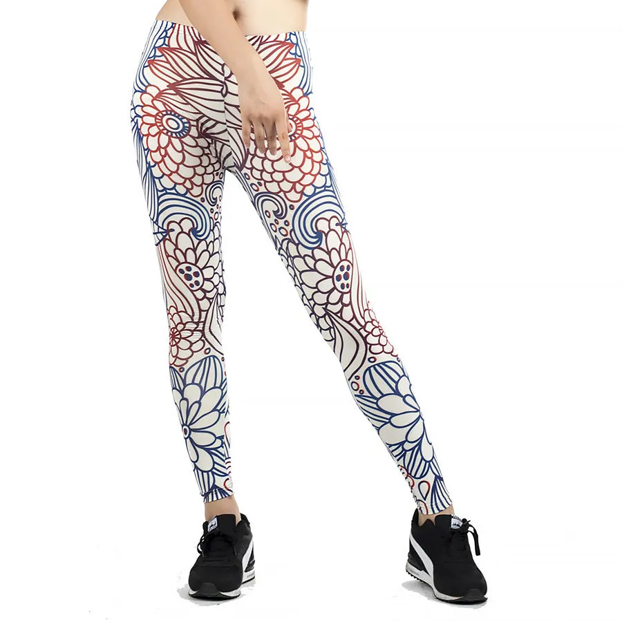 Fitness leggings women slim thin 3D printed high leggings