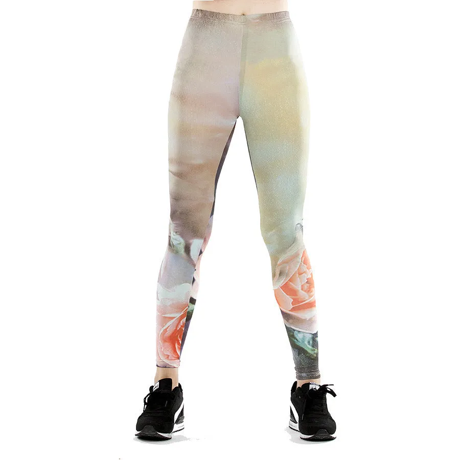 Fitness leggings women slim thin 3D printed high leggings