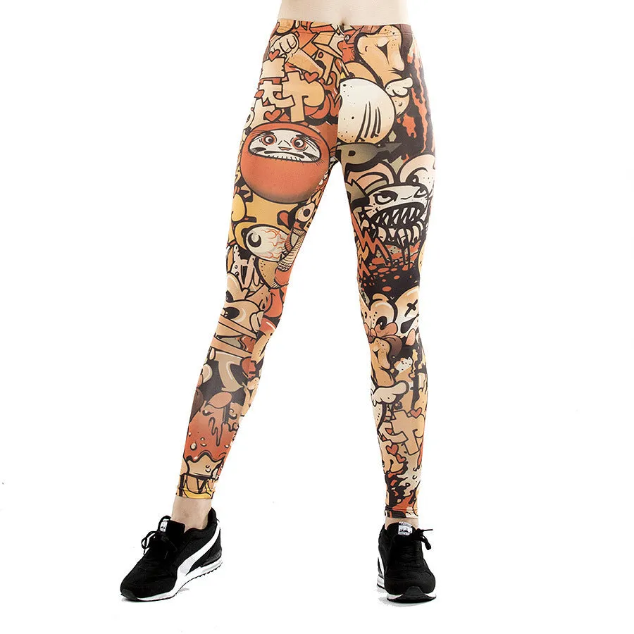 Fitness leggings women slim thin 3D printed high leggings