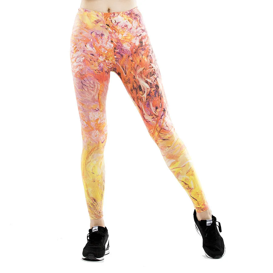 Fitness leggings women slim thin 3D printed high leggings