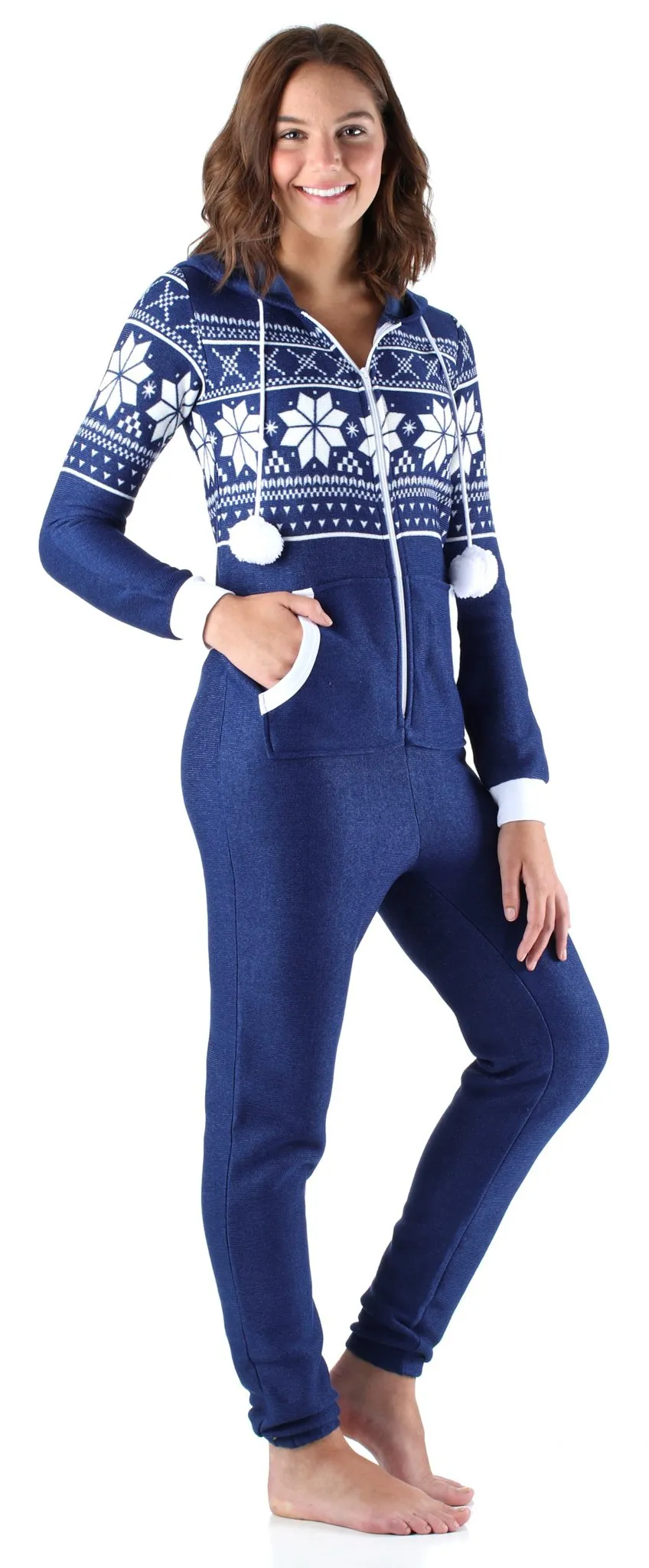 Frankie & Johnny Women’s Brushed Fleece Ribbed Non-Footed Onesie Pajama