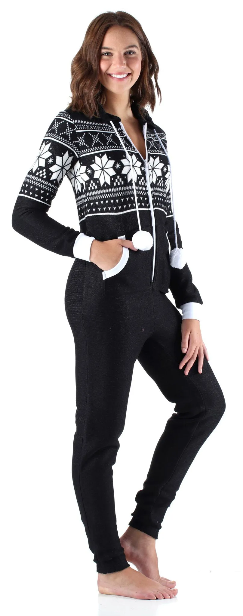 Frankie & Johnny Women’s Brushed Fleece Ribbed Non-Footed Onesie Pajama