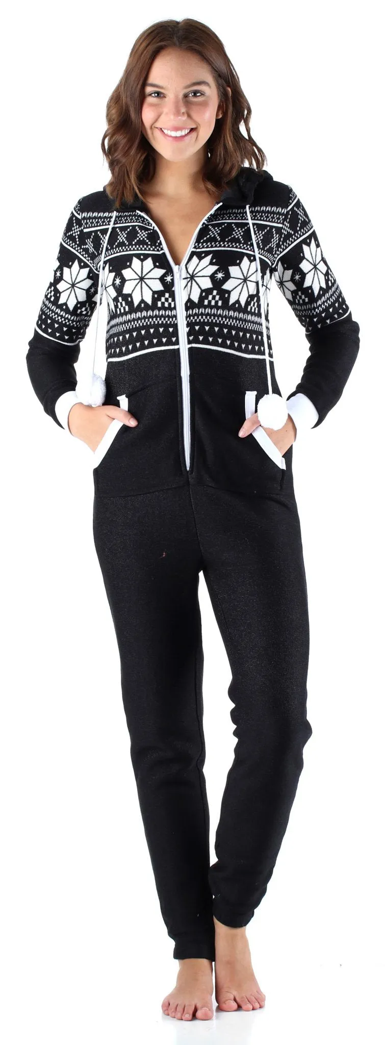 Frankie & Johnny Women’s Brushed Fleece Ribbed Non-Footed Onesie Pajama