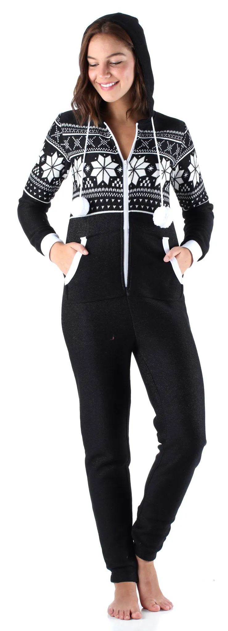 Frankie & Johnny Women’s Brushed Fleece Ribbed Non-Footed Onesie Pajama