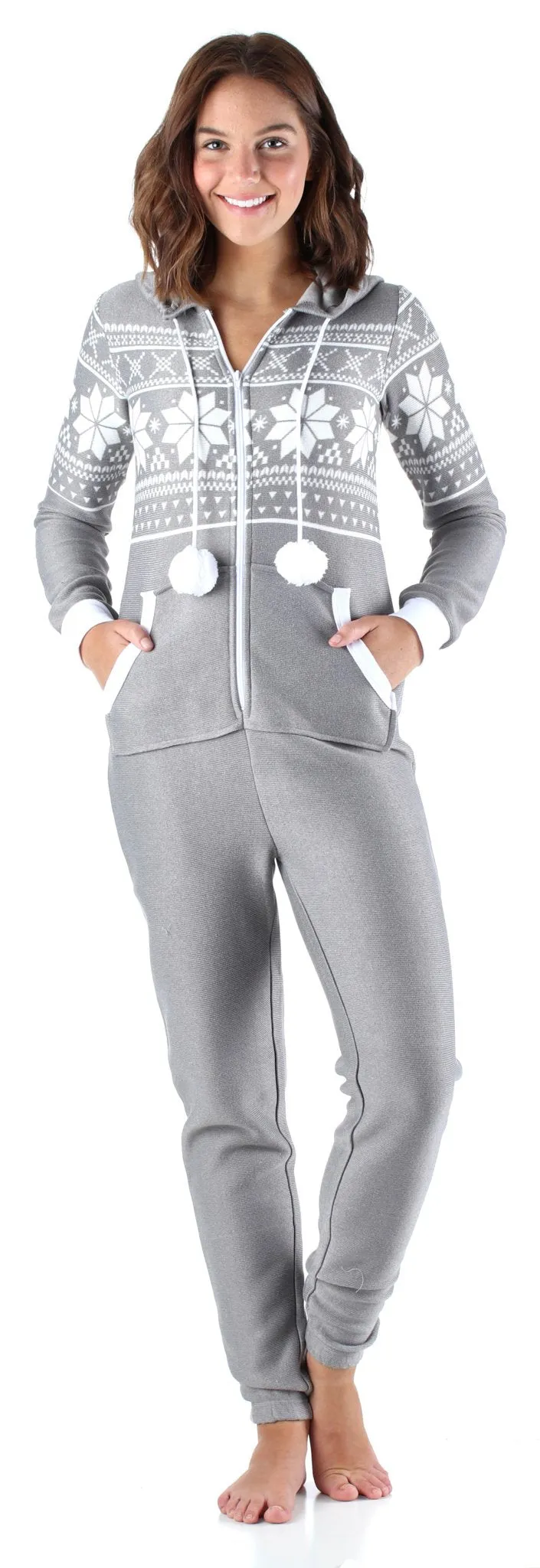 Frankie & Johnny Women’s Brushed Fleece Ribbed Non-Footed Onesie Pajama