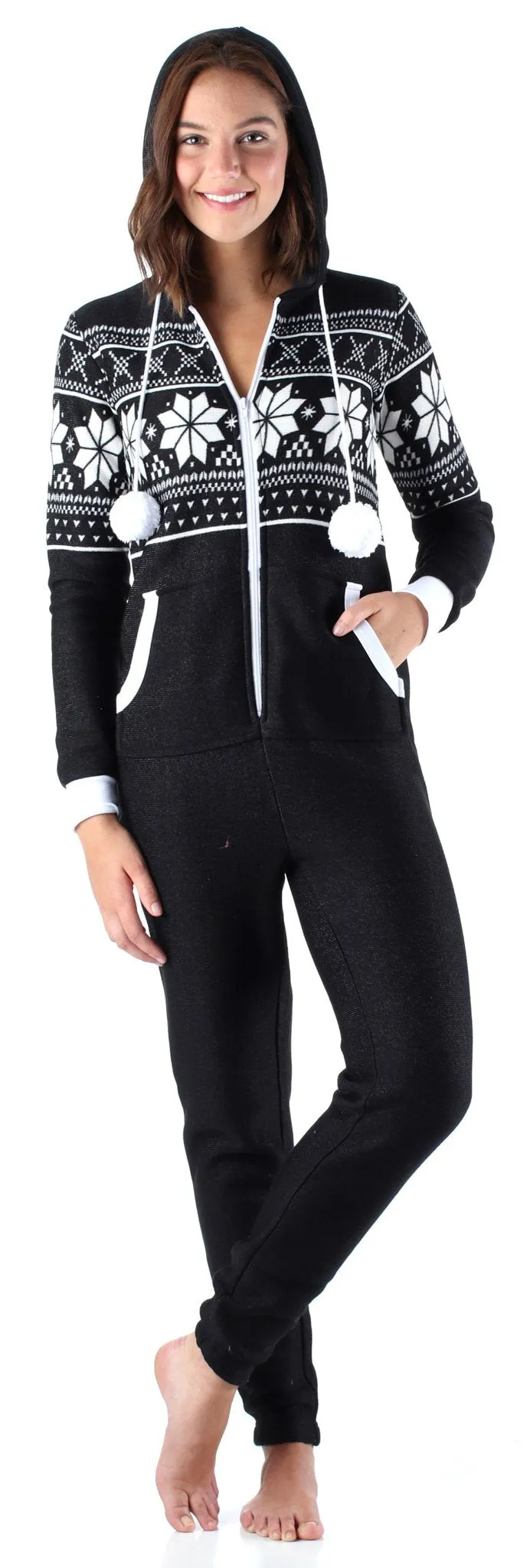 Frankie & Johnny Women’s Brushed Fleece Ribbed Non-Footed Onesie Pajama