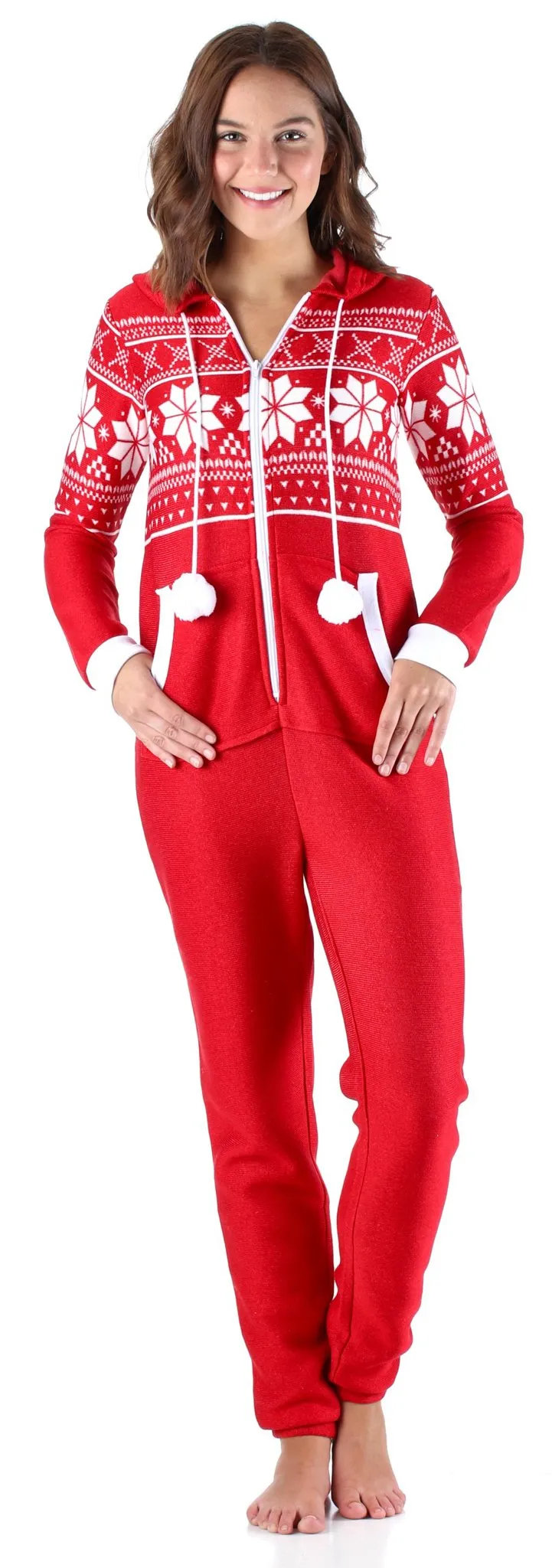 Frankie & Johnny Women’s Brushed Fleece Ribbed Non-Footed Onesie Pajama