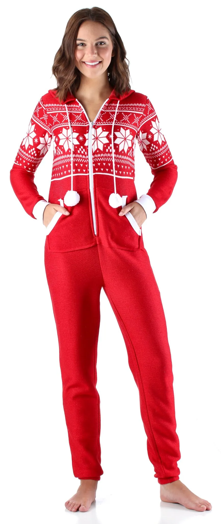 Frankie & Johnny Women’s Brushed Fleece Ribbed Non-Footed Onesie Pajama
