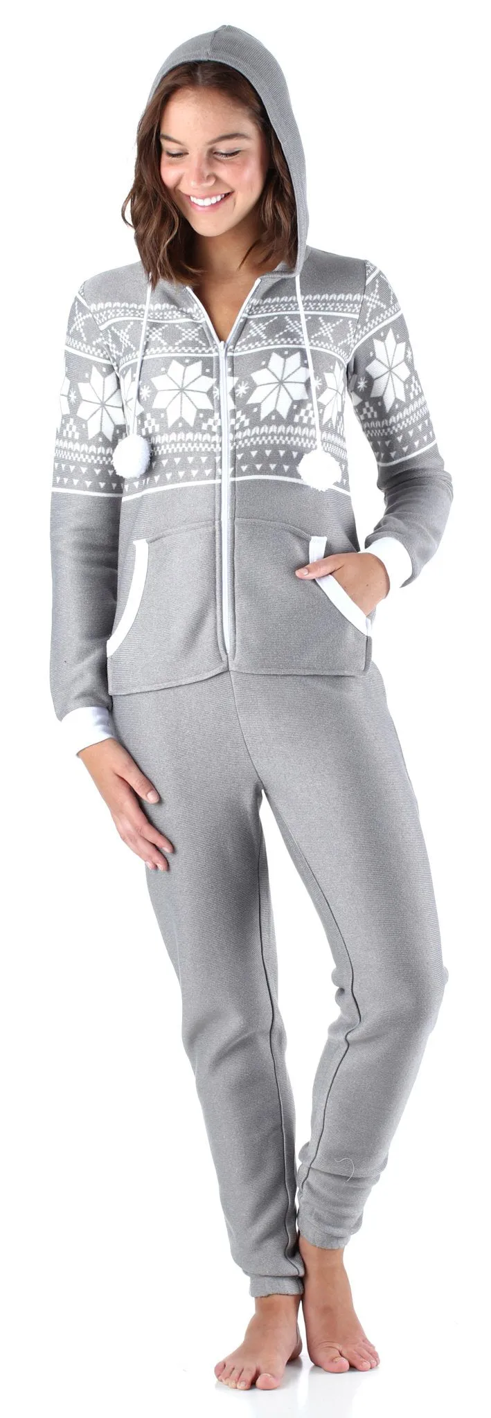 Frankie & Johnny Women’s Brushed Fleece Ribbed Non-Footed Onesie Pajama