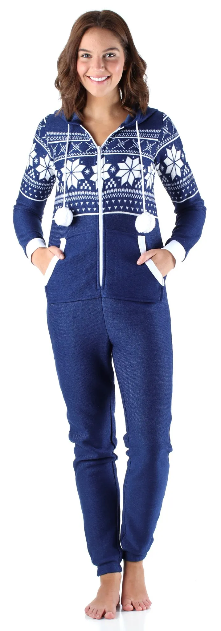 Frankie & Johnny Women’s Brushed Fleece Ribbed Non-Footed Onesie Pajama