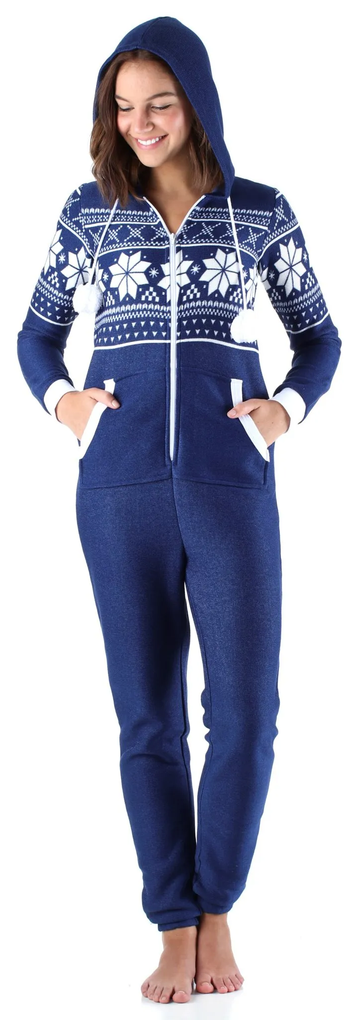Frankie & Johnny Women’s Brushed Fleece Ribbed Non-Footed Onesie Pajama